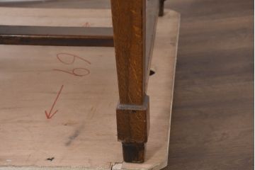 和製アンティーク　楢(ナラ)材・欅(ケヤキ)材　玉杢　昔懐かしい雰囲気漂う上開き天板のライティングデスク(ライティングビューロー、ワークデスク、在宅ワーク、在宅用、簿記机)(R-081806)