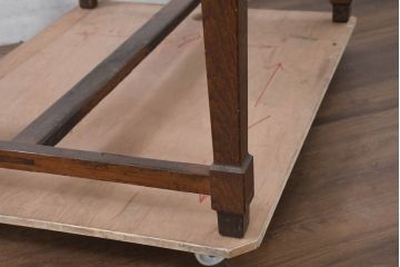 和製アンティーク　楢(ナラ)材・欅(ケヤキ)材　玉杢　昔懐かしい雰囲気漂う上開き天板のライティングデスク(ライティングビューロー、ワークデスク、在宅ワーク、在宅用、簿記机)(R-081806)