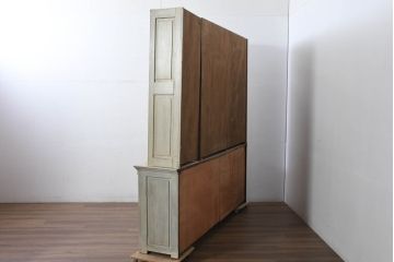 フランスアンティーク　特大!!　希少デザイン　パタパタ扉の大きなペイントキャビネット(収納棚、戸棚、ロッカー、バラ売り可能)(R-081808)