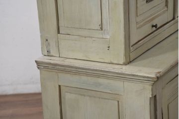 フランスアンティーク　特大!!　希少デザイン　パタパタ扉の大きなペイントキャビネット(収納棚、戸棚、ロッカー、バラ売り可能)(R-081808)