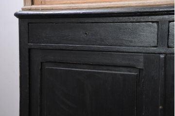 フランスアンティーク　ペイント仕上げ限定　特大!!　オーク材　ツートーンカラーがお洒落なグレモン錠付きのセパレートキャビネット(収納棚、戸棚、食器棚、カップボード、ブックケース、本箱、バラ売り可能)(R-081809)