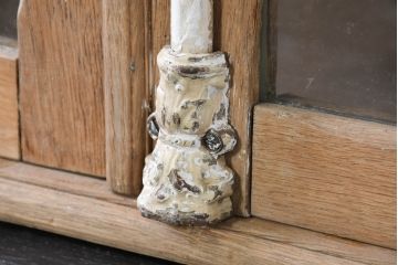 フランスアンティーク　ペイント仕上げ限定　特大!!　オーク材　ツートーンカラーがお洒落なグレモン錠付きのセパレートキャビネット(収納棚、戸棚、食器棚、カップボード、ブックケース、本箱、バラ売り可能)(R-081809)