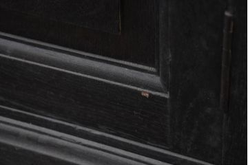 フランスビンテージ　ペイント仕上げ限定　特大サイズ!!　オーク材　シンプルなデザインで取り入れやすいブラックペイントのサイドボード(収納棚、戸棚、サイドキャビネット、ショップカウンターテーブル、リビングボード、店舗什器、ヴィンテージ)(R-081810)