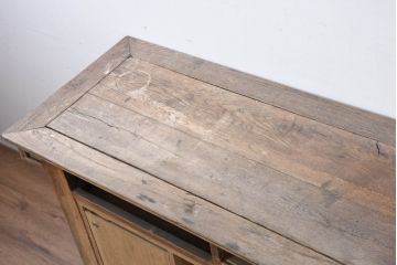 フランスアンティーク　オーク材　クラシカルなフレンチスタイルの空間演出におすすめのショップカウンターテーブル(レジカウンター、受付、収納棚、戸棚、サイドボード、サイドキャビネット、店舗什器)(R-081811)