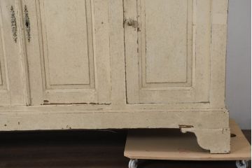 フランスアンティーク　特大!!　高さ2.6m　シャビーな風合いがお洒落なフレンチキャビネット(収納棚、戸棚、ワードローブ、バラ売り可能)(R-081815)