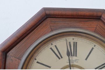 和製アンティーク　昭和初期　レトロな佇まいがおしゃれな八角時計(掛け時計、古時計、柱時計、振り子時計)(R-081827)