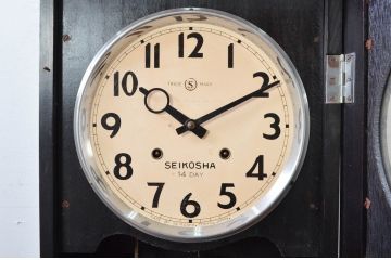 和製アンティーク　精工舎(SEIKOSHA、セイコー)　14DAY　TRADE(S)MARK　クラシカルな雰囲気の大きな掛け時計(柱時計、古時計、振り子時計)(R-081835)