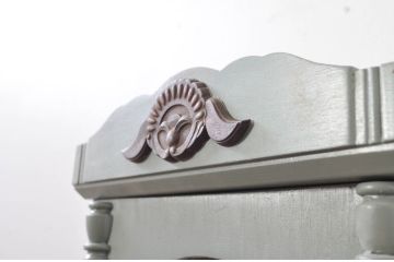 和製アンティーク　栄計舎(EIKEISYA)　TRADE(AK)MARK　優しいペイントカラーが可愛らしい雰囲気を高める掛け時計(掛時計、柱時計、振り子時計、古時計)(R-081840)