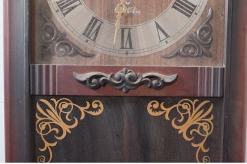 和製ビンテージ　CITIZEN(シチズン)　上部のクラウン装飾がおしゃれな重厚で上品な雰囲気の掛け時計(柱時計、古時計、振り子時計、ヴィンテージ)(R-081842)