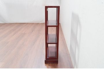 中古　美品　唐木　上品な縦格子が和の美しさを漂わせる小振りな飾り棚(陳列棚、花梨棚、ディスプレイラック、収納棚、オープンラック)(R-081846)