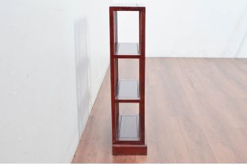 中古　美品　唐木　上品な縦格子が和の美しさを漂わせる小振りな飾り棚(陳列棚、花梨棚、ディスプレイラック、収納棚、オープンラック)(R-081846)