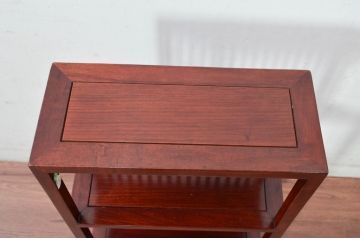 中古　美品　唐木　上品な縦格子が和の美しさを漂わせる小振りな飾り棚(陳列棚、花梨棚、ディスプレイラック、収納棚、オープンラック)(R-081846)