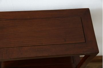 中古　美品　唐木　上品な縦格子が和の美しさを漂わせる小振りな飾り棚(陳列棚、花梨棚、ディスプレイラック、収納棚、オープンラック)(R-081846)