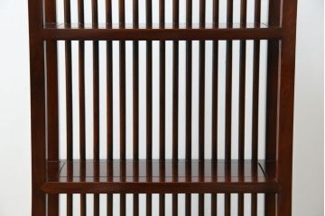 中古　美品　唐木　上品な縦格子が和の美しさを漂わせる小振りな飾り棚(陳列棚、花梨棚、ディスプレイラック、収納棚、オープンラック)(R-081846)