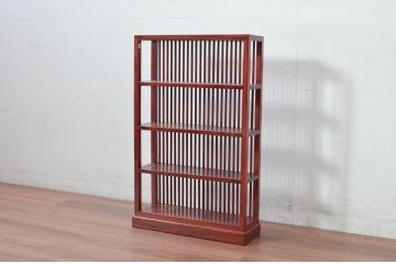 中古　美品　唐木　上品な縦格子が和の美しさを漂わせる小振りな飾り棚(陳列棚、花梨棚、ディスプレイラック、収納棚、オープンラック)(R-081847)