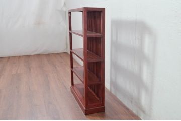 中古　美品　唐木　上品な縦格子が和の美しさを漂わせる小振りな飾り棚(陳列棚、花梨棚、ディスプレイラック、収納棚、オープンラック)(R-081847)