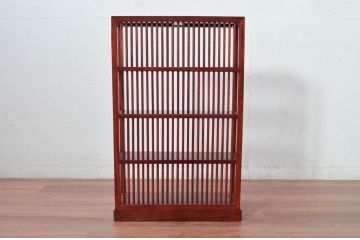 中古　美品　唐木　上品な縦格子が和の美しさを漂わせる小振りな飾り棚(陳列棚、花梨棚、ディスプレイラック、収納棚、オープンラック)(R-081847)