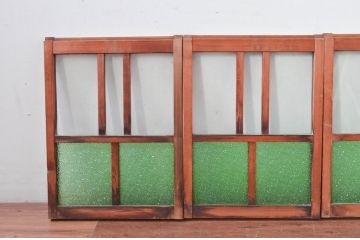  アンティーク建具　大正ロマンなお部屋に取り入れたい!色ガラス入りの窓4枚セット(ガラス戸、引き戸)(R-081860)