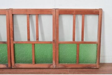  アンティーク建具　大正ロマンなお部屋に取り入れたい!色ガラス入りの窓4枚セット(ガラス戸、引き戸)(R-081860)