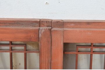 アンティーク建具　和の空間づくりにおすすめな組子入りガラス窓4枚セット(引き戸、ガラス戸)(R-081861)