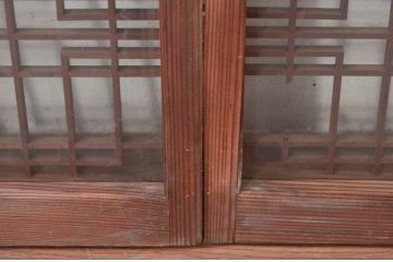 アンティーク建具　和の空間づくりにおすすめな組子入りガラス窓4枚セット(引き戸、ガラス戸)(R-081861)