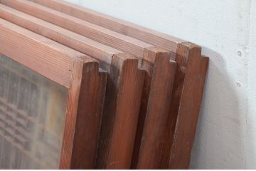 アンティーク建具　和の空間づくりにおすすめな組子入りガラス窓4枚セット(引き戸、ガラス戸)(R-081861)