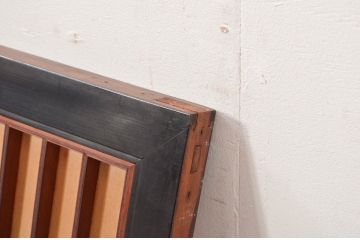 アンティーク建具　雲の図の彫刻がアクセントの格子の障子欄間1枚(明り取り、明かり取り)(R-081862)