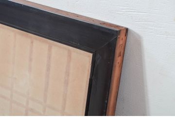 アンティーク建具　雲の図の彫刻がアクセントの格子の障子欄間1枚(明り取り、明かり取り)(R-081862)