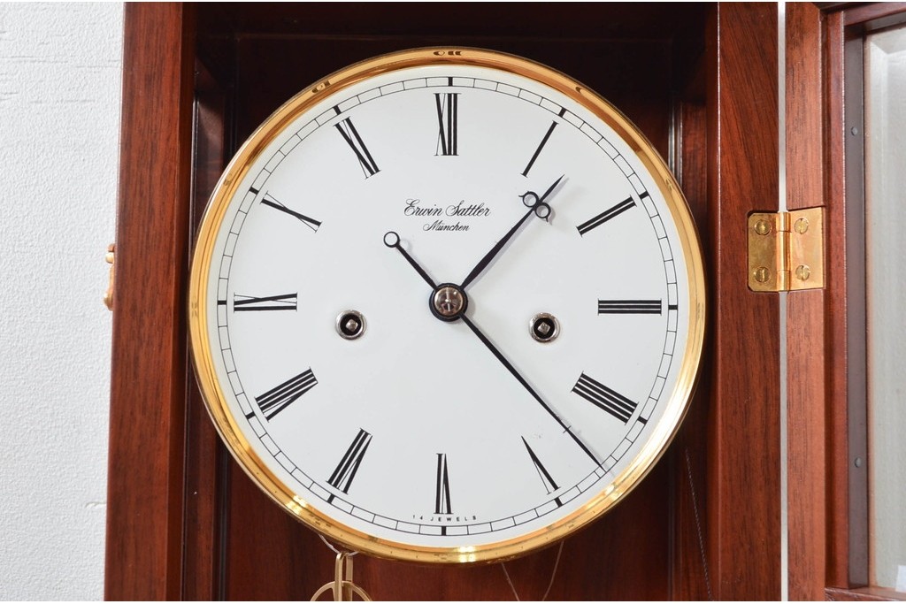 中古　美品　ドイツ　エルウィン・サトラ—(Erwin Sattler)社　三面面取りガラスの上品な高級柱時計　定価約60万円　(R-081863)