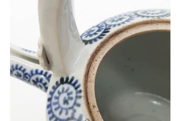 江戸期　古伊万里　染付　蛸唐草　山水図　匠の繊細な表現に引き付けられる銚子(花、急須、水注、酒器、和食器)(R-081865)