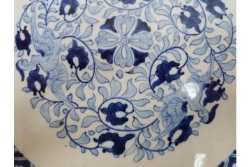 上手物　江戸期　古伊万里　色絵　山水松鶴　富士山　約56cm　1尺8寸　緻密な美しい絵付けに見惚れる大皿(尺皿、風景、和皿、和食器、一尺八寸)(R-081867)