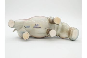 ドイツ　Goebel(ゲーベル)　Nymphenburg(ニンフェンブルグ)　カバ　生き生きとした造形が魅力のフィギュリン3点セット(動物、置物、オブジェ、ディスプレイ)(R-081868)