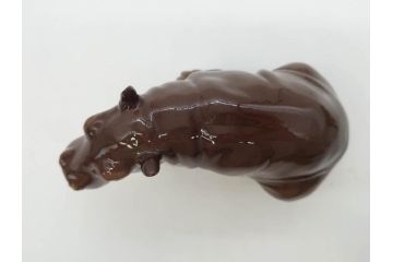 ドイツ　Goebel(ゲーベル)　Nymphenburg(ニンフェンブルグ)　カバ　生き生きとした造形が魅力のフィギュリン3点セット(動物、置物、オブジェ、ディスプレイ)(R-081868)
