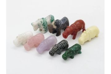 カバ　色々なカラーが楽しめる置物9点セット(彫刻、動物、アニマル、オブジェ、ディスプレイ)(R-081869)