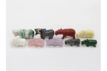 カバ　色々なカラーが楽しめる置物9点セット(彫刻、動物、アニマル、オブジェ、ディスプレイ)(R-081869)