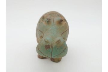 イギリス　BMP(大英博物館?)　カバ　存在感のある置物3点セット(青いカバ、エジプト、動物、アニマル、オブジェ、ディスプレイ)(R-081871)