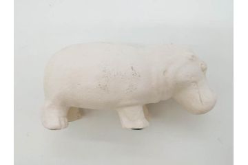 イギリス　BMP(大英博物館?)　カバ　存在感のある置物3点セット(青いカバ、エジプト、動物、アニマル、オブジェ、ディスプレイ)(R-081871)