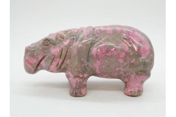 カバ　お部屋のアクセントになる置物3点セット(彫刻、動物、アニマル、アフリカ、ジンバブエ、オブジェ、ディスプレイ)(R-081872)