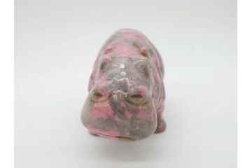 カバ　お部屋のアクセントになる置物3点セット(彫刻、動物、アニマル、アフリカ、ジンバブエ、オブジェ、ディスプレイ)(R-081872)