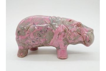 カバ　お部屋のアクセントになる置物3点セット(彫刻、動物、アニマル、アフリカ、ジンバブエ、オブジェ、ディスプレイ)(R-081872)
