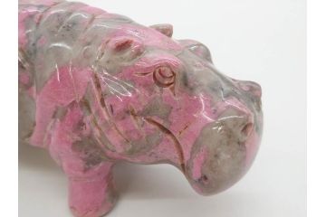 カバ　お部屋のアクセントになる置物3点セット(彫刻、動物、アニマル、アフリカ、ジンバブエ、オブジェ、ディスプレイ)(R-081872)