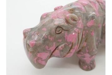 カバ　お部屋のアクセントになる置物3点セット(彫刻、動物、アニマル、アフリカ、ジンバブエ、オブジェ、ディスプレイ)(R-081872)
