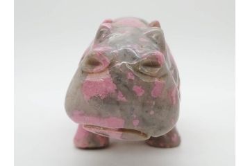 カバ　お部屋のアクセントになる置物3点セット(彫刻、動物、アニマル、アフリカ、ジンバブエ、オブジェ、ディスプレイ)(R-081872)