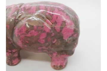 カバ　お部屋のアクセントになる置物3点セット(彫刻、動物、アニマル、アフリカ、ジンバブエ、オブジェ、ディスプレイ)(R-081872)