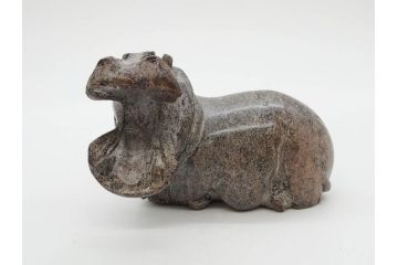 カバ　お部屋のアクセントになる置物3点セット(彫刻、動物、アニマル、アフリカ、ジンバブエ、オブジェ、ディスプレイ)(R-081872)
