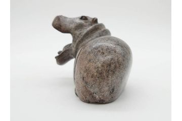 カバ　お部屋のアクセントになる置物3点セット(彫刻、動物、アニマル、アフリカ、ジンバブエ、オブジェ、ディスプレイ)(R-081872)