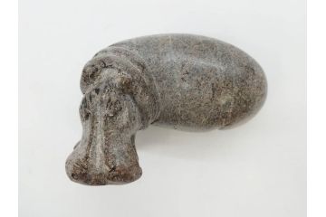カバ　お部屋のアクセントになる置物3点セット(彫刻、動物、アニマル、アフリカ、ジンバブエ、オブジェ、ディスプレイ)(R-081872)
