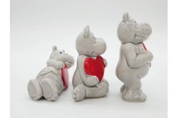 カバ　日本製　ユーモアあふれる置物15点セット(動物、アニマル、オブジェ、ディスプレイ)(R-081873)