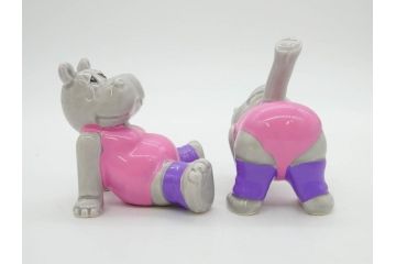 カバ　日本製　ユーモアあふれる置物15点セット(動物、アニマル、オブジェ、ディスプレイ)(R-081873)