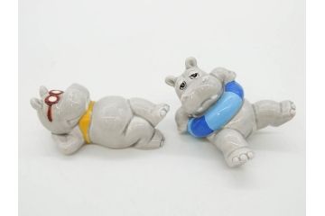 カバ　日本製　ユーモアあふれる置物15点セット(動物、アニマル、オブジェ、ディスプレイ)(R-081873)
